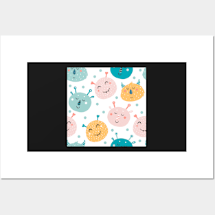 Cute Monsters Pattern Posters and Art